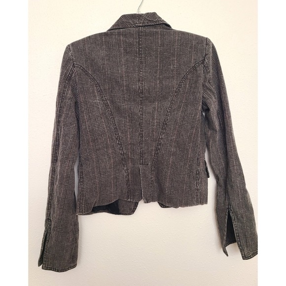 Sava Milano Italy 100% Cotton Plaid Brown Gray Cropped Jacket SMALL 44 Academia - Picture 4 of 9